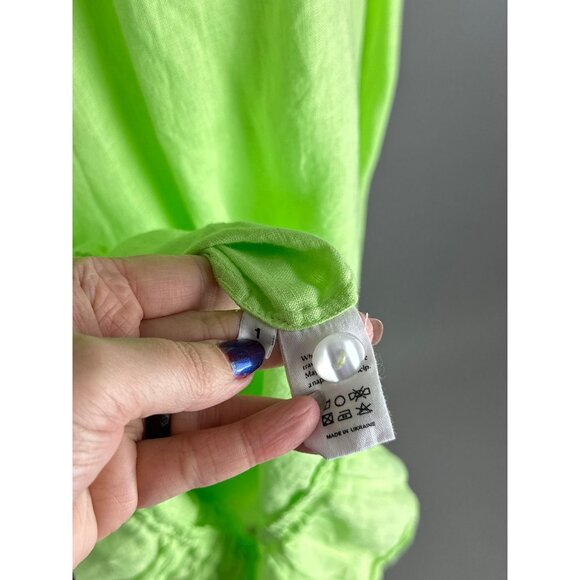 Sleeper Sleeper 100% Linen Loungewear Dress Lime Green Sz 1 Small Womens $318 - Picture 4 of 10